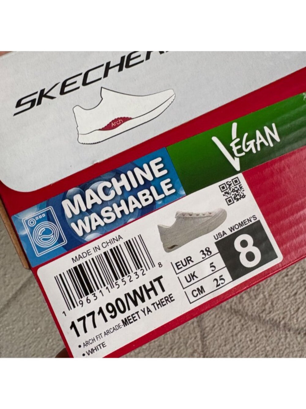 Skechers Arch Fit Arcade Sneakers White Vegan Comfort Shoes NIB sz 8 - Picture 5 of 6